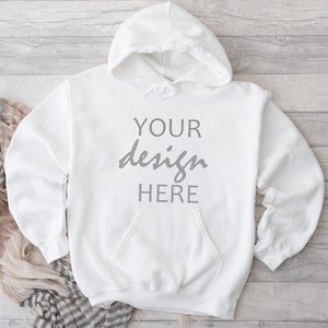 Gildan Hoodie Mockup Gildan 18500 Mockup Gildan White Hoodie Mockup Modelo Mockup Fotografía de archivo SVG Mockup JPG Descarga digital