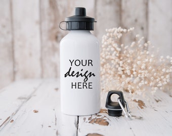 2 x 500ml Water Bottle Mockup Sports Cap Drink Bottle Mock up Stock Photo Kids Refillable Water Bottle JPG Digital Download