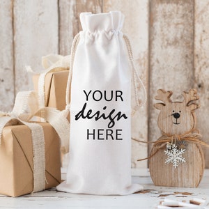 Kerst Drawstring Fles Bag Mockup Gift Bag Mockups Canvas tas mockup Sublimatie Bag Mockup Cricut Mock Up Digitale Download Jpg