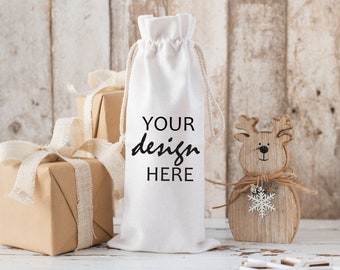 Christmas Drawstring Bottle Bag Mockup Gift Bag Mockups Canvas bag mock up Sublimation Bag Mockup Cricut Mock Up Digital Download Jpg