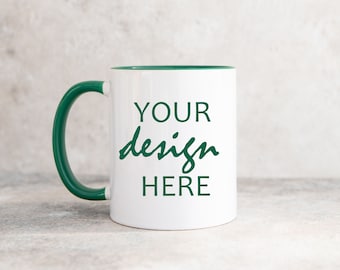 Green Accent Handle Mug Mock ups Coffee Cup Mug Mockup St Patty's Styled Rustic Country Mug St Patrick's Day Mock Up JPG Digital Download