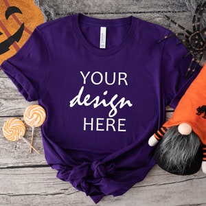 Koszulka Team Purple Bella Canvas 3001 Mockup Koszulka jesienna Mockup Mockup Halloween Mock-up Jesienna koszulka z dynią Mock Up JPG Pobieranie cyfrowe