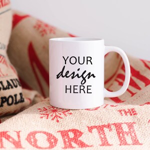 5 Christmas Coffee Cup Mug Mockups - Styled Stock Photography Wedding, Sublimation Mug Photo Graphic Design Mock Up, JPG Digital Download