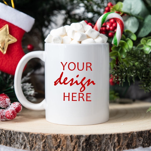 Coffee Cup Mock up Mug Mockup Christmas Cup Mockup Styled Stock Photo Winter Mug Holiday Rustic Graphic Design Mock Up JPG Digital Download