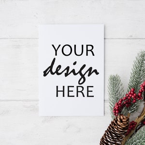 Cartão de Natal mockup Cartão de agradecimento mockup inverno mockup feriado svg mockup rústico Natal casamento estilo de vida foto Jpeg Download instantâneo