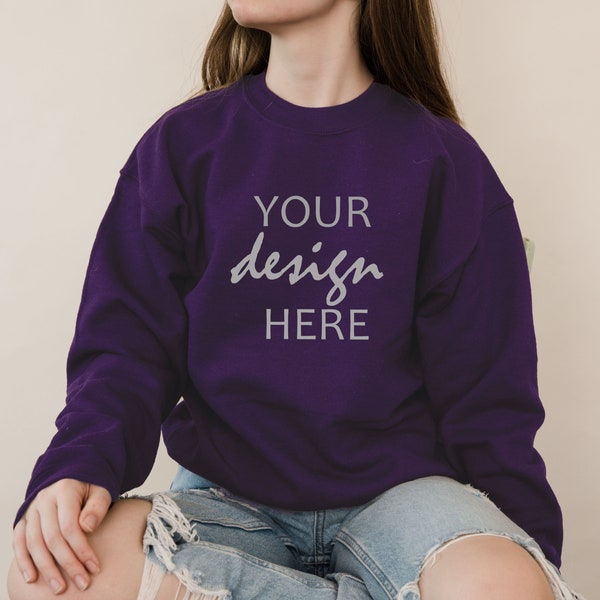 Purple Sweater Mockup Gildan 18000 Mockup Gildan Halloween Sweatshirt Mockup Fall Mockup Stock Photography SVG Mockup JPG Digital Download