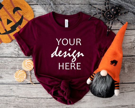 Fall Tshirt Mockup Maroon Tshirt Mockup Bella Canvas 3413 Mockup Bella