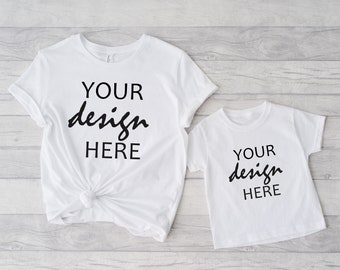 Bella Canvas 3001 Mockup White Tshirt Mockup Mommy & Me Mock Up Mockup Mama Me Toddler Tshirt Mockup Styled Stock Photo Flat Lay JPG Digital