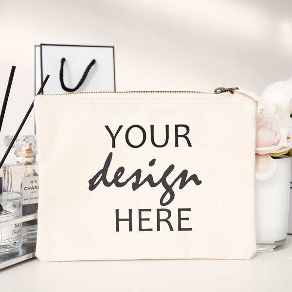 Cosmetic Bag Mockup Wash Bag Mock-up Wedding Styled Stock Photo Make up Bag mockup Canvas Bag mockup Purse mockup JPG Digital Download