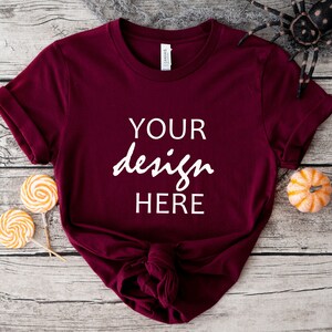 Koszula Maroon Bella Canvas 3001 Mockup Koszulka jesienna Mockup Mockup Halloween Mock-up Jesienna koszulka dyniowa Mock Up Cricut JPG Pobieranie cyfrowe
