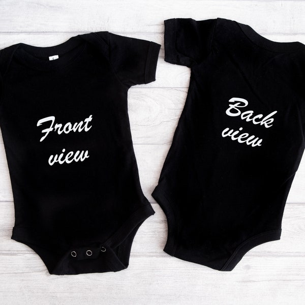 Black Baby Bodysuit Mockup Front and back mockup Onesie Mock ups babygrow mockup romper mock up Mockup Stock Photo Flat Lay SVG MockUp JPG