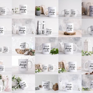 50 MockUp di tazze da caffè Mockup Bundle Mockup moderno Fotografia in stile Stock Photo Template Coppia Mockup di tazze da caffè JPG Download digitale