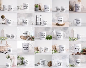 50 modelli di tazze Tazza di caffè Mock up Bundle moderno Mock Up Fotografia in stile Stock Photo Modello Coppia tazza di caffè Mockup JPG Download digitale