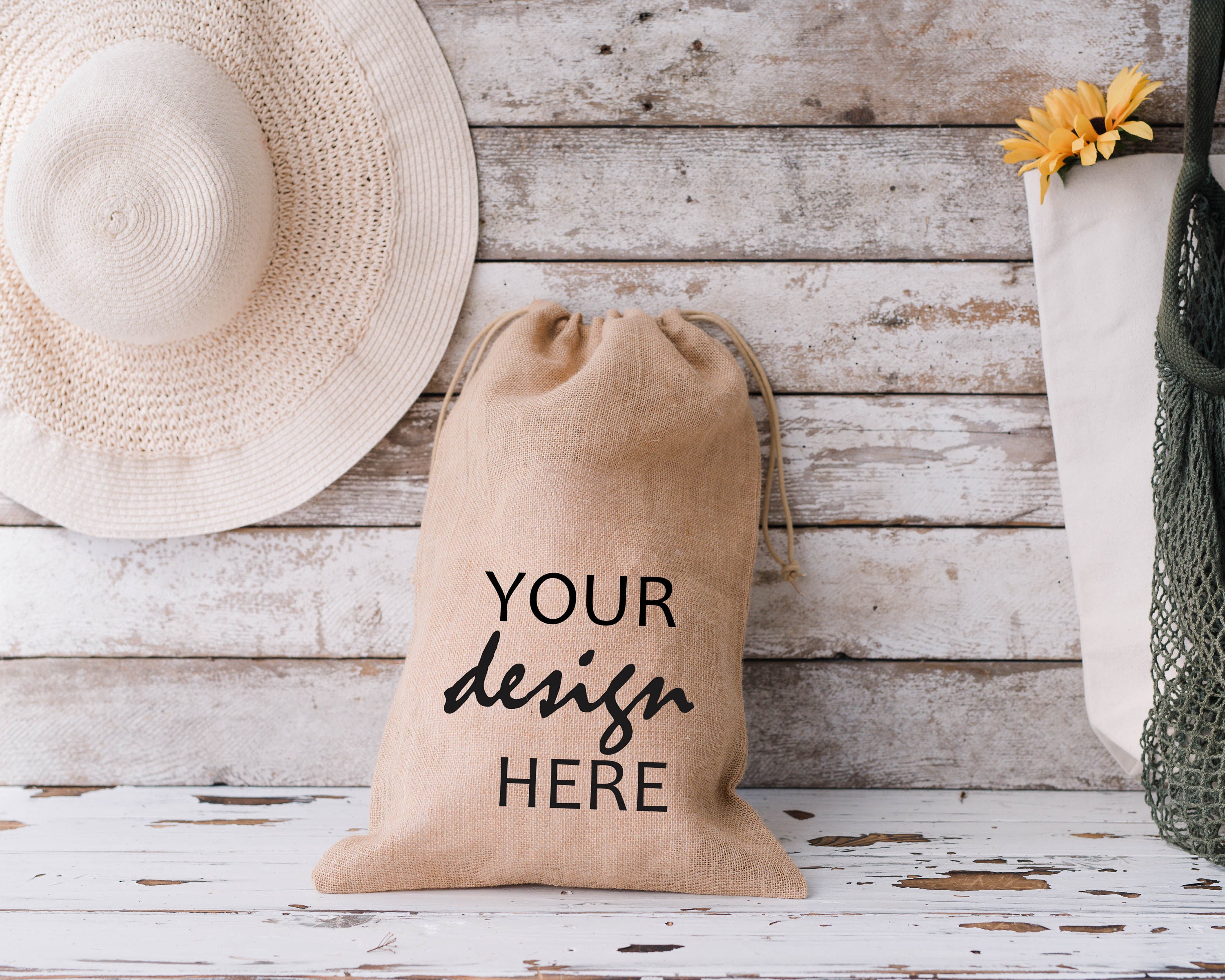 Jute Bag Mockup Hessian Gift Bag Burlap Sack Mock Up Gift