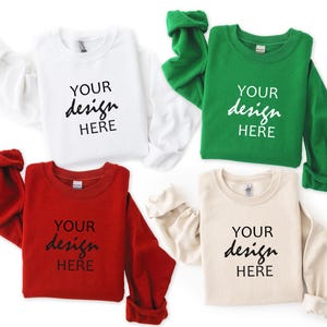 Family Christmas White Sport Grey Red Irish Green Sweater Mockup Gildan 18000 Mockup Sweatshirt Mockup Stock  SVG Mock JPG Digital Download