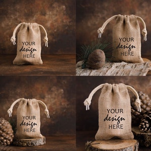 4 x Jute Bag Mockup Hessian Wedding Favour Burlap Bag Treat Pouch Mock Up Gift Mock-up SVG Mock up Sublimation Bag Digital Download Jpg