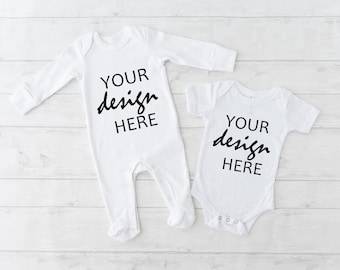 Baby Sleepsuit Romper Kids Shirt Mockup White Toddler Holiday Child Digital Download Bella Canvas 100b Jpg