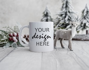 Tasse à café Maquette Mug Maquette Noël Gonk Maquette Styled Stock Photo Winter Mug Holiday Glass Graphic Design Mock Up JPG Digital Download