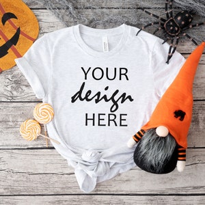 Ash Grey Bella Canvas 3001 Shirt Mockup Jesień T-shirt Mock Up Mockup Halloween Mock-up Jesień Dynia Tee Mock Up Cricut JPG Pobieranie cyfrowe