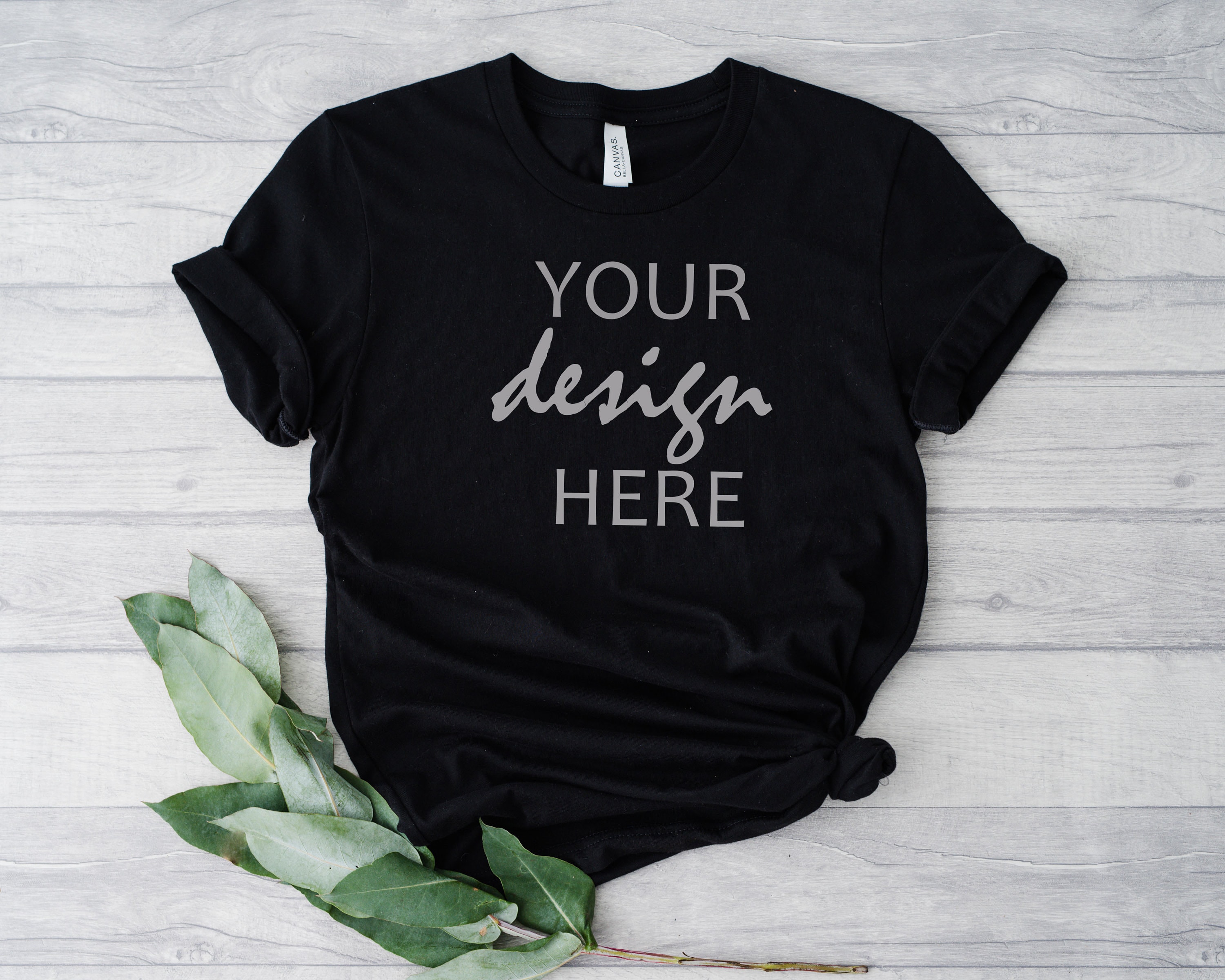 Black Bella Canvas 3001 Tshirt Mock up T-shirt Rolled Sleeve | Etsy