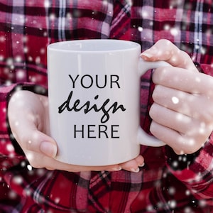 Coffee Cup Mock up Mug Mockup Snowy Christmas Mockup Styled Stock Photo Winter Mug Holiday Glass Graphic Design Mock Up JPG Digital Download