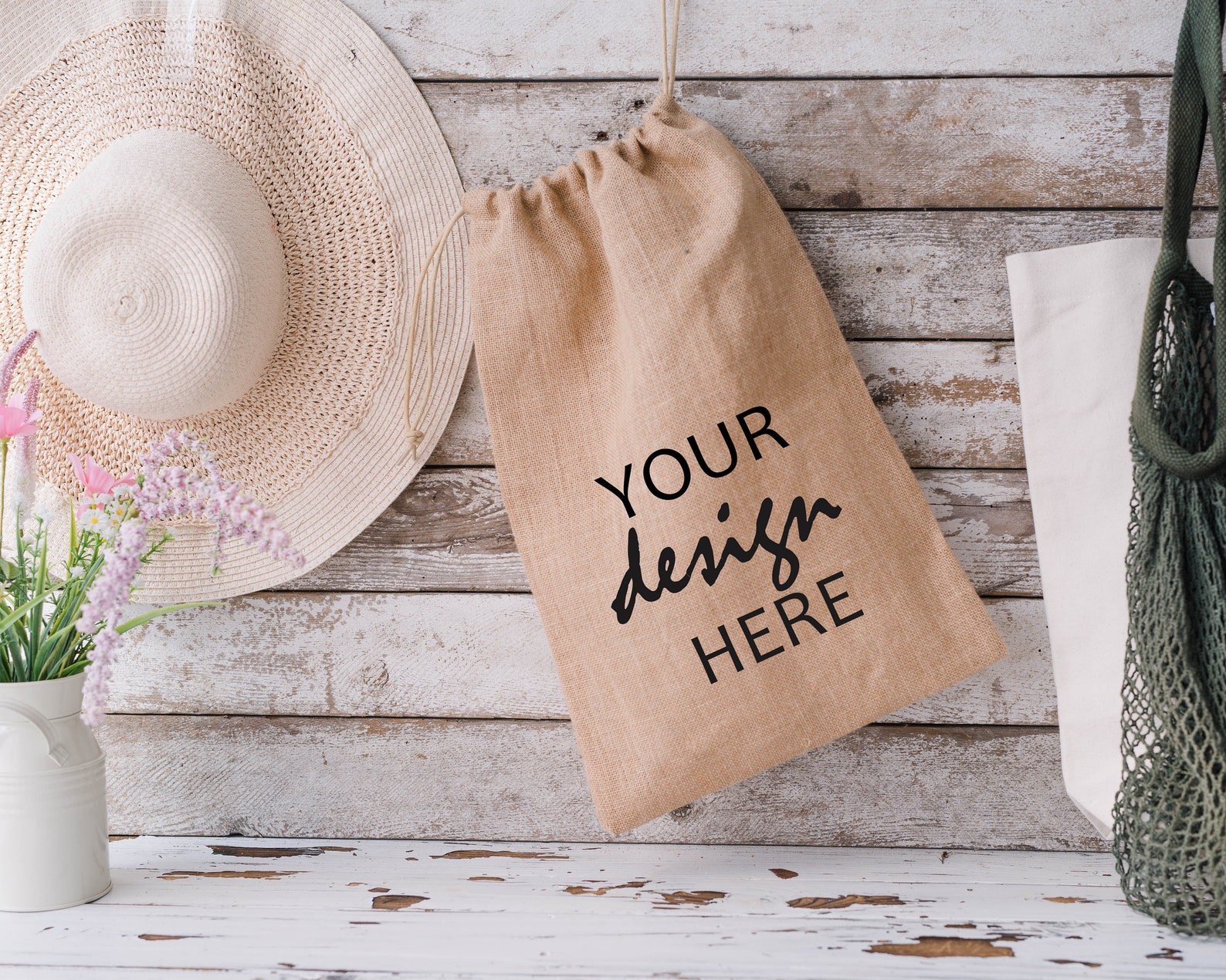 Jute Bag Mockup Hessian Gift Bag Burlap Sack Mockup SVG