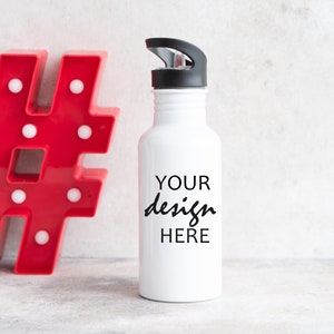 600ml Water Bottle Mockup Sports Drink Bottle Mock up School Cup Stock Photo Kids Refillable Water Bottle JPG Digital Download