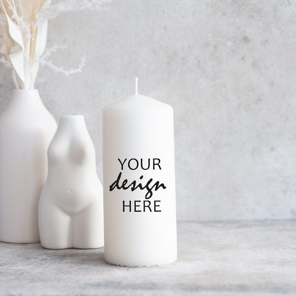 Pillar Candle Mockup Modern Lifestyle Photography Boho Candle Mock up Stock Photo JPG Digital Download