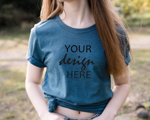 Bella Canvas 3001 Mockup Heather Deep Teal Tshirt Mockup T-shirt