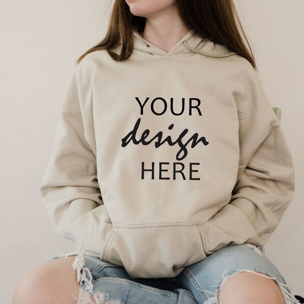 Sand Hoodie Mockup Gildan 18500 Mockup Gildan Sweatshirt Mockup Model Mockup Stock Photography SVG Mockup JPG Digital Download