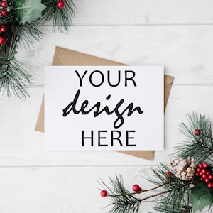 クリスマス カード モックアップ 5x7 カード モックアップ SVG モックアップ 素朴なお祭り 休日 クリスマス 結婚式、ライフスタイル写真、Jpeg 即時ダウンロード