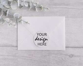 Round Sticker mockup white envelope sticker, Wedding sticker mock-up sticker label lifestyle photo, Jpeg Instant Download