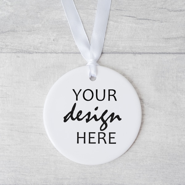 3 x Kerst Mockup ronde wit keramisch ornament blanco wit Vakantie decoratie mock-up gepersonaliseerde boom ornament mockup JPG Download