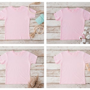 4 x Pink Bella 3001T Toddler Mockup Kids T-Shirt Mockup Pink Tshirt Mock Up Toddler Mockup Kids Tee Mock Up Digital Download Jpg