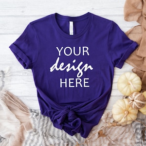 Koszulka Team Purple Bella Canvas 3001 Mockup Koszulka jesienna Mockup Mockup Halloween Mock-up Jesienna koszulka z dynią Mock Up JPG Pobieranie cyfrowe