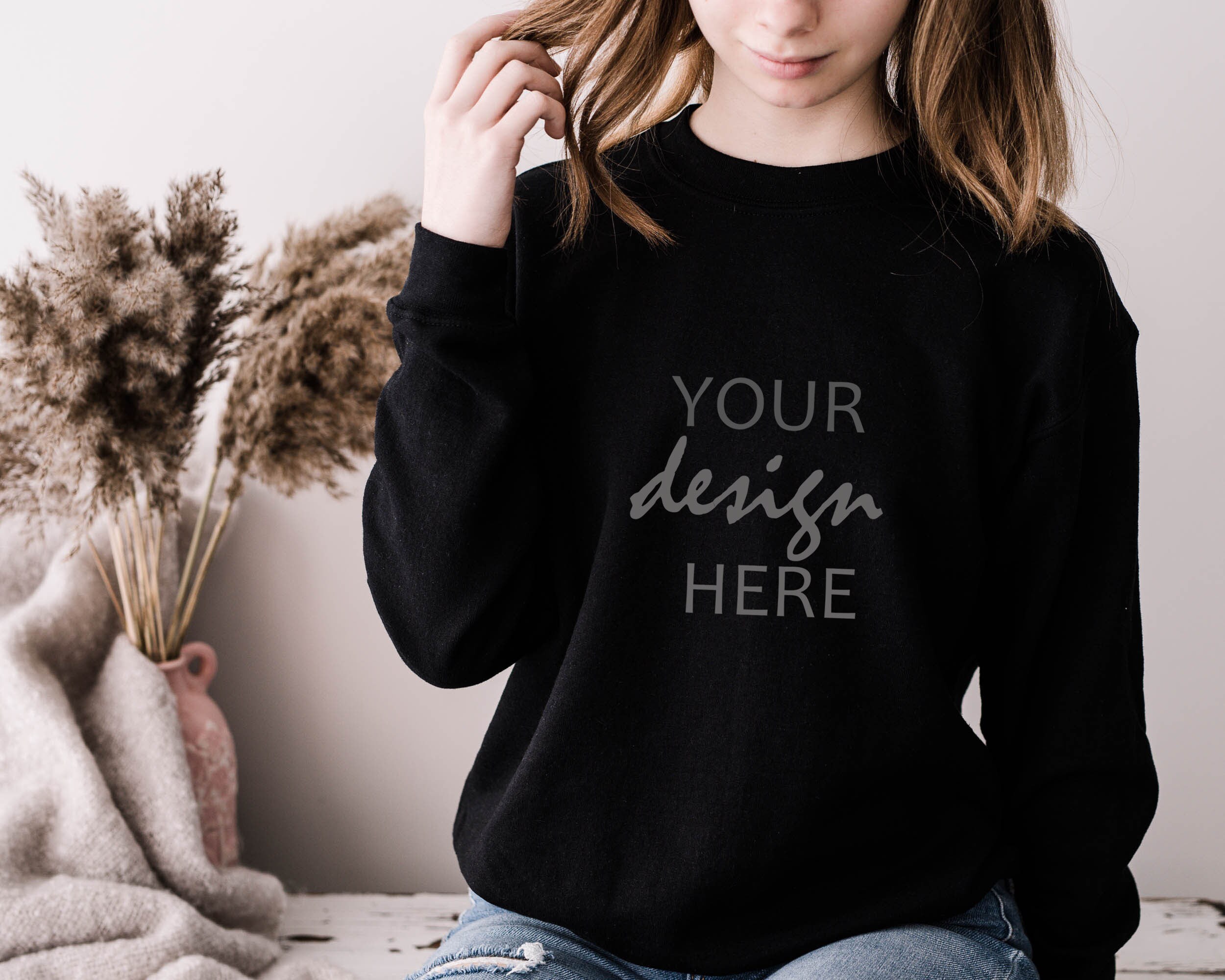 Black Sweater Mockup Gildan 18000 
