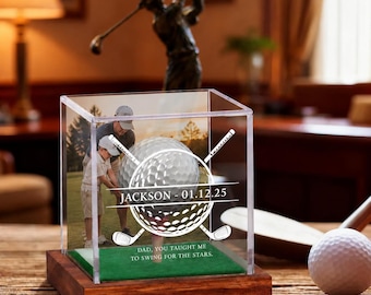 Personalized Golf Ball Display Case: Print Keepsake Box
