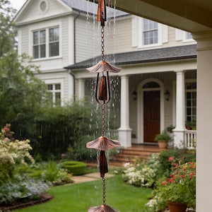 Custom Mushroom Rain Chain with Bell Garden Decor