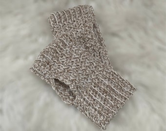 Sand Mouline Crochet Fingerless Gloves