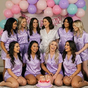 Lilac Pajamas Satin Pajamas for woman, BridesmaidSatin Pajamas Set, Bridal Party Gift, Bridesmaid Gifts,Bridal GiftBridal PJs Pajamaset