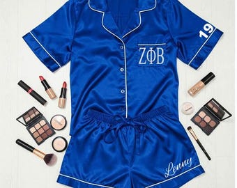 Personalized Satin Pajama Set: Sorority, Bridal Party PJs