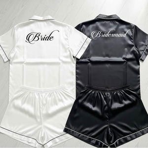 Satin Bridesmaid Pajama Set: Personalized Bachelorette Party PJs