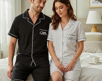 Cotton Couple Pajamas, Anniversary Gift, Matching PJs