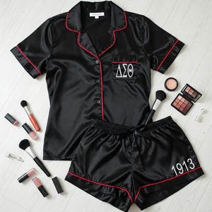 Personalized Satin Sorority Pajama Set: Delta Sigma Theta PJs