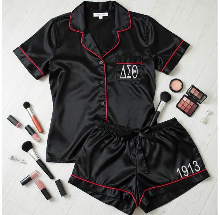Personalized Satin Sorority Pajama Set: Delta Sigma Theta PJs