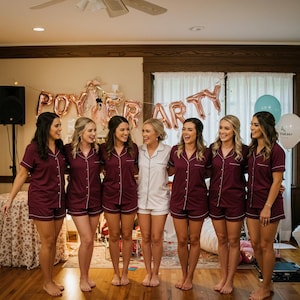 Burgundy womens pj Bridesmaid PJ Set,Bridesmaid Pajamas, Bridesmaid Gift, Cotton PJs, Pajama Set, Monogrammed PJs, Bridesmaids Pajamas set