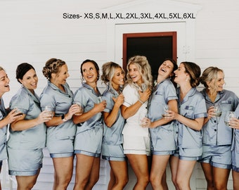 Satin Plus Size Pjs sets 2XL,3XL,4XL,5XL,6XL PJs Bridesmaid Pajamas, Bridal Party Pajamas, Bachelorette Party Pjs, bridesmaid pjset,