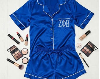 Zeta Phi Beta Satin PJs: Sorority Pajama Set, Personalized