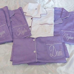 Lilac pajamas Cotton Pajama Set,LoungewearSet,Pj Set,Bridal Party Pajamas Bride Pajamas, Bridesmaid pjs ,Bridal Party gifts,Cotton Pj sets