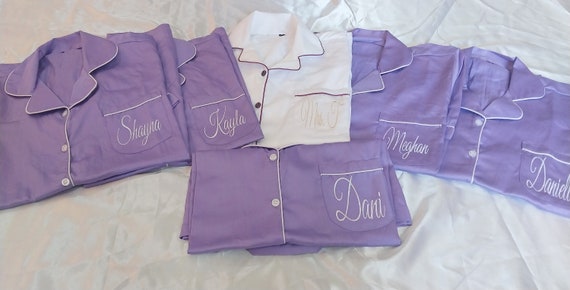 Lilac Long Pjs Cotton Pajama Set loungewearset pj Set bridal Party Pajamas Bride Pajamas Bridesmaid Pjs bridal Party Gifts cotton Pj Sets Etsy